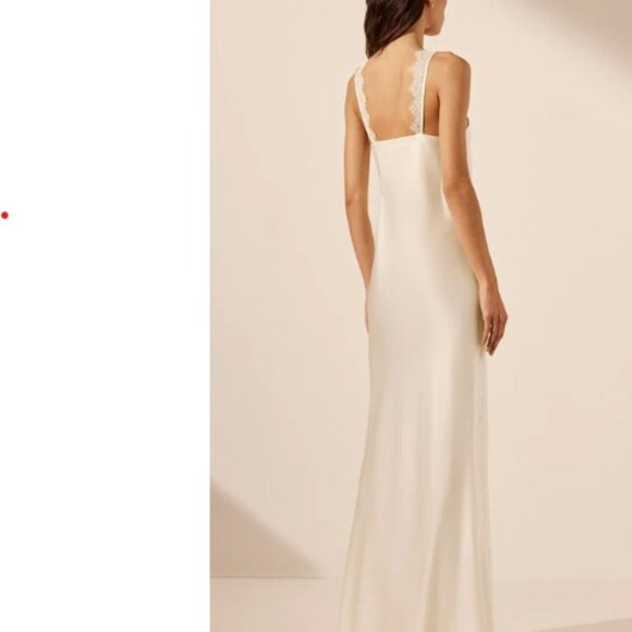 La Lune Cumulus silk lace strap split maxi dress - ivory - Picture 3 of 4